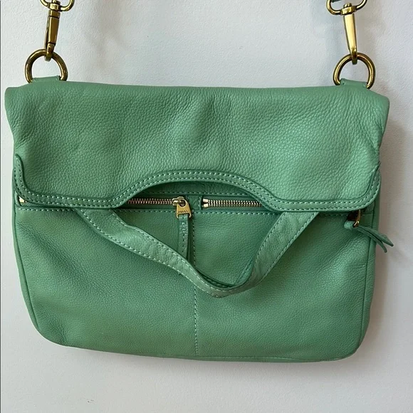 Fossil Green Leather Fold-over Shoulder Bag - Picture 2 of 11